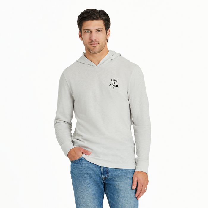 Life is Good. Men's Positive Lifestyle Hooded Slub Tee, Fog Gray