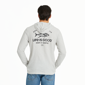 Life is Good. Men's Positive Lifestyle Hooded Slub Tee, Fog Gray