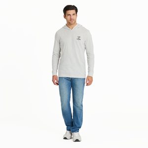 Life is Good. Men's Positive Lifestyle Hooded Slub Tee, Fog Gray