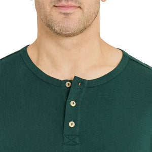 Life is Good. Men's Solid Long Sleeve Crusher-LITE Slim Fit Henley, Treeline Green