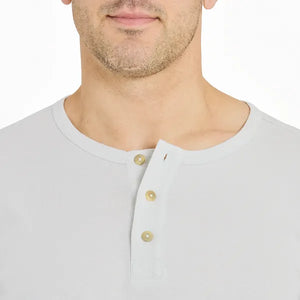 Life is Good. Men's Solid Long Sleeve Crusher-LITE Slim Fit Henley, Fog Gray