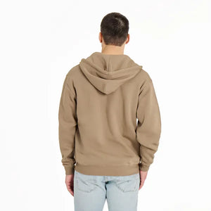 Life is Good. Men's Crafty LIG Stacked Good Vibes Fleece Zip Hoodie, Mushroom Brown