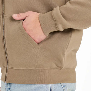 Life is Good. Men's Crafty LIG Stacked Good Vibes Fleece Zip Hoodie, Mushroom Brown