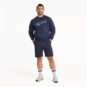 Life is Good. Men's Solid Good Vibes Fleece Shorts, Inkwell Blue