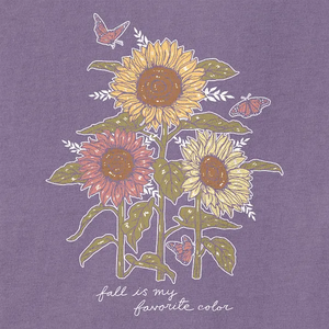 Life is Good. Women's Fall is my Favorite Sunflowers Short Sleeve Crusher Tee, Dusk Purple