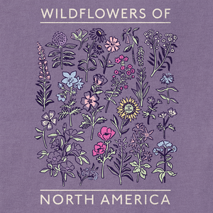 Life is Good. Women's Wildflowers of North America Short Sleeve Crusher Tee, Dusk Purple