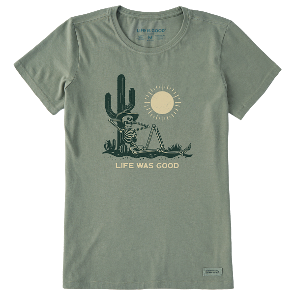 Life is Good. Women's Life was Good Cowboy Skull Short Sleeve Tee, Moss Green