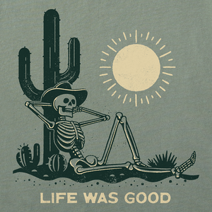 Life is Good. Women's Life was Good Cowboy Skull Short Sleeve Tee, Moss Green