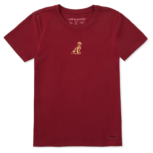 Life is Good. Women's Golden  Dog Short Sleeve Crusher Tee, Adirondack Red