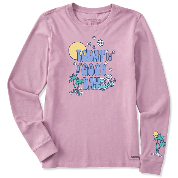 Life is Good. Women's Good Day Long Sleeve Crusher Tee, Violet Purple