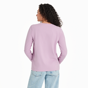 Life is Good. Women's Good Day Long Sleeve Crusher Tee, Violet Purple