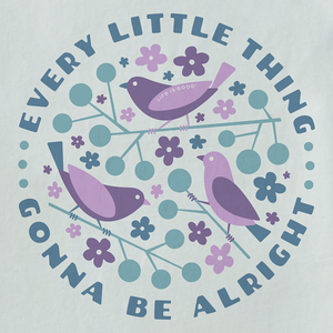 Life is Good. Women's Crafty Three Little Birds Long Sleeve Crusher Tee, Fog Gray