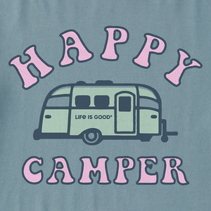 Life is Good. Women's Happy Camper Long Sleeve Crusher Tee, Smoky Blue