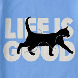 Life is Good. Women's LIG Cat Short Sleeve Crusher Vee, Cornflower Blue