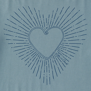 Life is Good. Women's Heart Burst Short Sleeve Crusher Vee, Smoky Blue