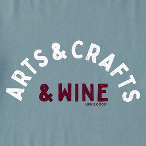 Life is Good. Women's Arts & Crafts & Wine Long Sleeve Crusher Vee, Smoky Blue