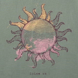 Life is Good. Women's Fineline Shine on Sun Short Sleeve Crusher-LITE Tee, Moss Green