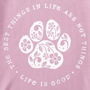 Life is Good. Women's Best Things Floral Paw Short Sleeve Crusher-LITE Tee, Violet Purple