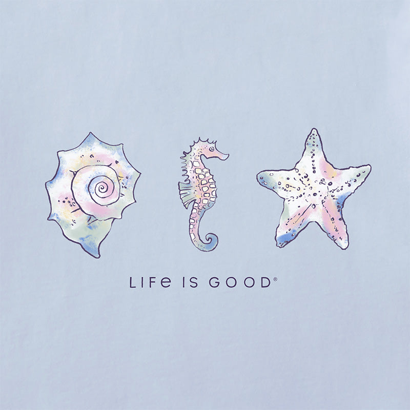 Life is Good. Women's Sea Life and Shells Short Sleeve Crusher-LITE Ve ...