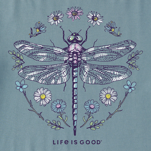 Women's Life is Good Dragonfly Short Sleeve Crusher-LITE Vee, Smoky Blue