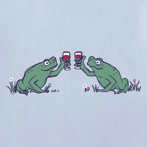 Life is Good. Women's Frog Cheers Short Sleeve Crusher-LITE Vee, Glacier Blue
