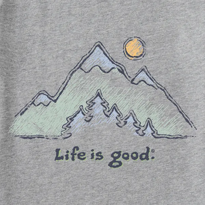 Life is Good. Women's Green Mountains Long Sleeve Crusher-LITE Vee, Heather Gray
