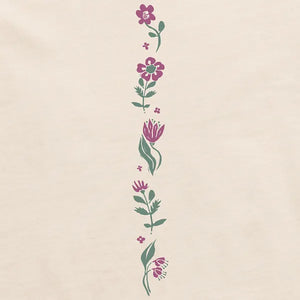 Life is Good. Women's Woodblock Floral Long Sleeve Crusher-LITE Vee, Putty White