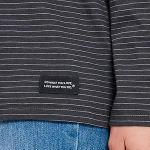 Life is Good Women's 3 Hearts Long Sleeve Striped Crusher-LITE Hooded Tee, True Black