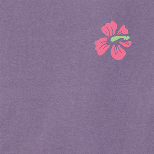 Life is Good. Women's Take it Easy Beach Flowers Short Sleeve Crusher Boxy Tee, Dusk Purple
