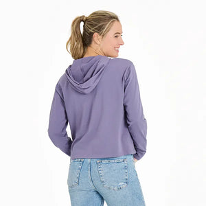 Life is Good. Women's Make Every Day Count Sunset Crusher Boxy Hoodie, Dusk Purple