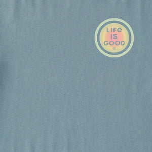 Life is Good. Women's Radiating Sun Crusher Boxy Hoodie, Smoky Blue