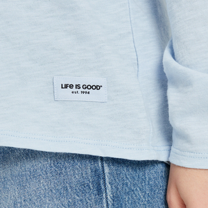 Life Is Good. Women's Antique Compass Long Sleeve Textured Slub Tee, Glacier Blue