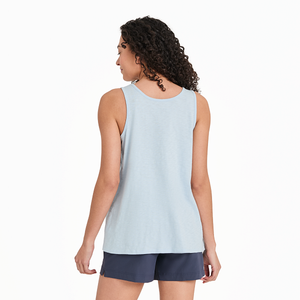 Life is Good. Women's Take it Easy Palm Textured Slub Tank, Glacier Blue