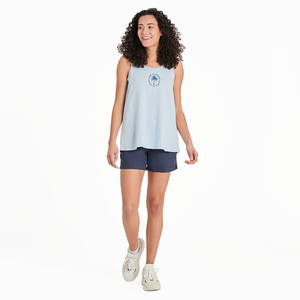 Life is Good. Women's Take it Easy Palm Textured Slub Tank, Glacier Blue