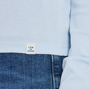 Life is Good. Women's Solid Modal Ribbed Henley, Glacier Blue