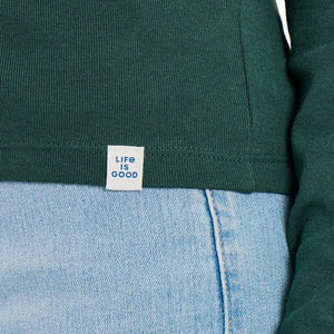 Life is Good. Women's Solid Modal Ribbed Henley, Treeline Green
