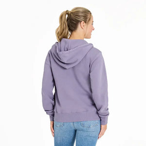 Life is Good. Women's Crafty LIG Stack Good Vibes Simply True Fleece Zip Hoodie, Dusk Purple