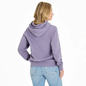 Life is Good. Women's Simple Dog Good Vibes Simply True Fleece Hoodie, Dusk Purple