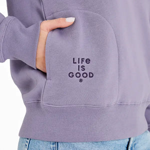 Life is Good. Women's Simple Dog Good Vibes Simply True Fleece Hoodie, Dusk Purple