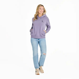 Life is Good. Women's Simple Dog Good Vibes Simply True Fleece Hoodie, Dusk Purple
