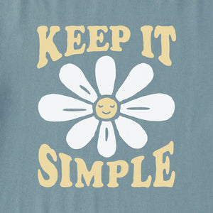 Life is Good Women's Keep it Simple Daisy Smile Crusher-FLEX Hoodie Tunic, Smoky Blue