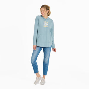 Life is Good Women's Keep it Simple Daisy Smile Crusher-FLEX Hoodie Tunic, Smoky Blue