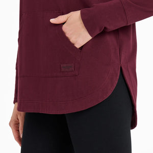 Life is Good Women's Keys to Happiness Flowers Crusher-FLEX Hoodie Tunic, Deep Burgundy