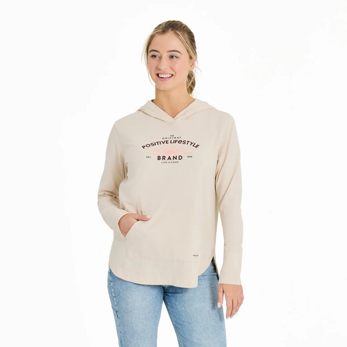 Life is Good Women's Crafty Positive Lifestyle Sun Crusher-FLEX Hoodie Tunic, Putty White