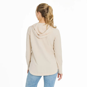 Life is Good Women's Crafty Positive Lifestyle Sun Crusher-FLEX Hoodie Tunic, Putty White