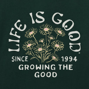 Life is Good Women's Growing the Good Daisies Crusher-FLEX Hoodie Tunic, Treeline Green