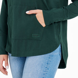 Life is Good Women's Growing the Good Daisies Crusher-FLEX Hoodie Tunic, Treeline Green