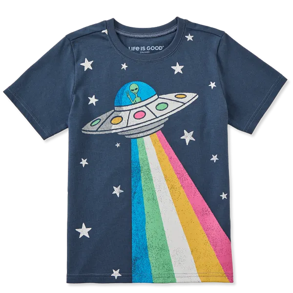 Life is Good. Kids Space Alien Short Sleeve Crusher Tee, Darkest Blue