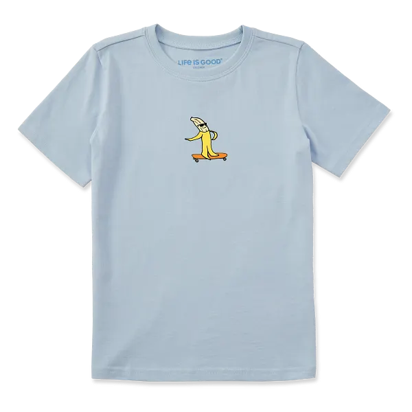 Life is Good. Kids Banana Boarder Short Sleeve Crusher Tee, Glacier Blue