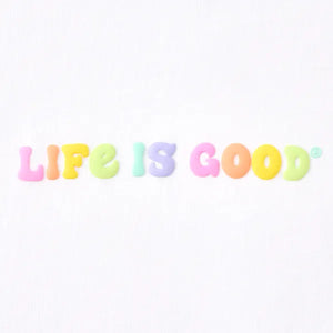 Life is Good. Kids Checkered Smiles Long Sleeve Crusher Tee, Cloud White